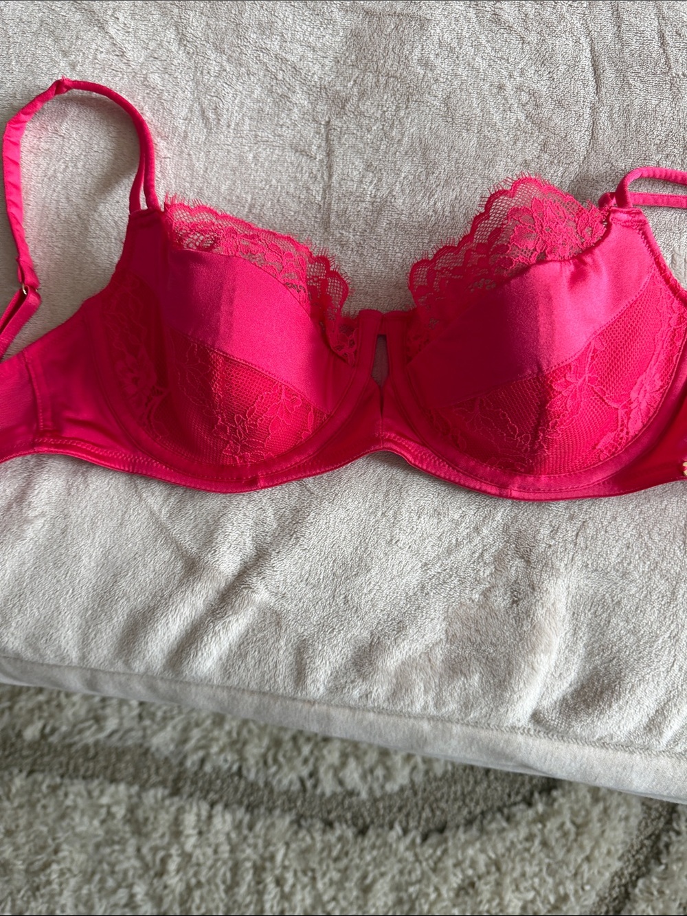 Adore Me Hot Pink Lace Underwire Bra